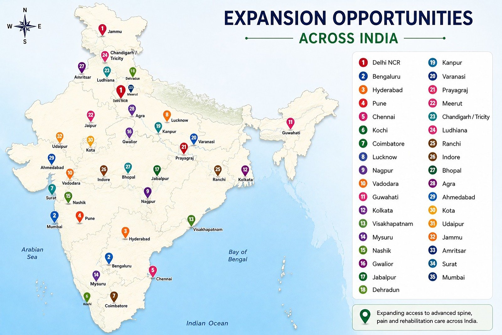 Painflame Clinic expansion opportunities map across India
